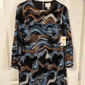Nine West XS long sleeve dress- lined, colors blue black orange, cream NWT
